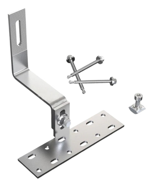 Cărlig de acoperiş pentru ţiglă pentru şină montată lateral, cu şuruburi şi piuliţe - reglabil